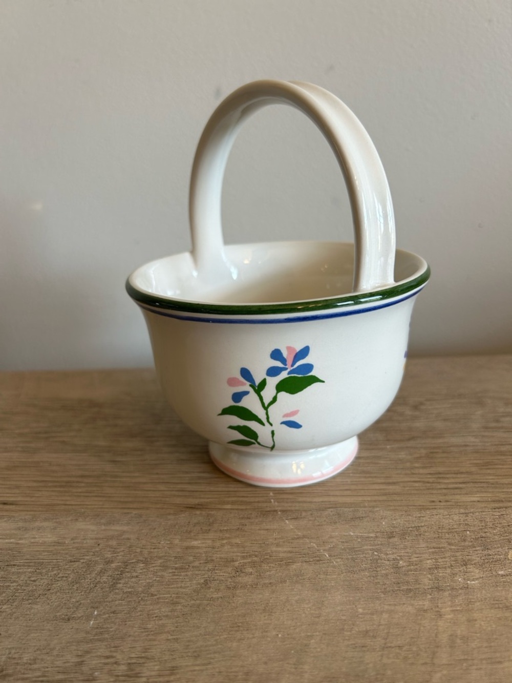R.B. Bernarda Portugal Floral Ceramic Basket 6" Cottagecore Vintage Spring